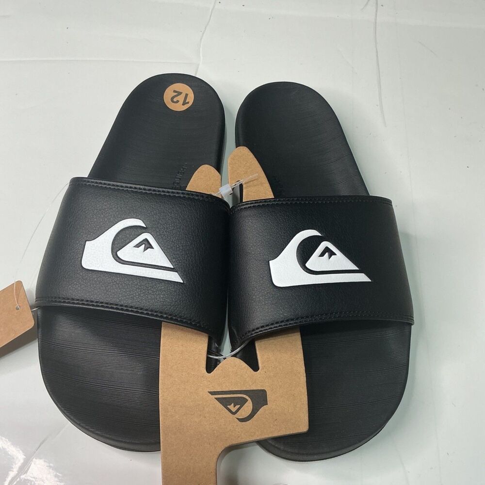 Quiksilver Hydrosquish Slides Black Men's Size 12 Durable Lightweight Sandals